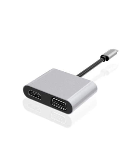 Dexim Premium 4in1 USB-C Hub (DHU0004) - Premium Kısa Kablolu USB Çoğaltıcı, Type C, HDMI, VGA, USB 3.2 Gen 1