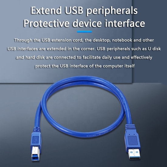 SENSEI SP-U3RBL015 1.5 Metre USB 3.0 AM-BM Yazıcı Data Kablosu - Yüksek Hızlı Veri Aktarımı ve Güvenilir Bağlantı