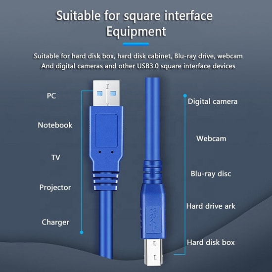 SENSEI SP-U3RBL030 3 Metre USB 3.0 A Erkek - B Erkek Yazıcı Data Kablosu - Hızlı ve Güvenilir Veri Aktarımı