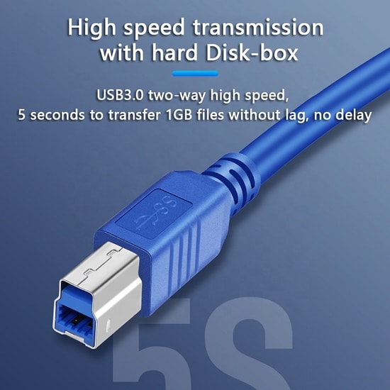 SENSEI SP-U3RBL050 5 Metre USB 3.0 AM-BM Yazıcı Kablosu - Yüksek Hızlı Data Aktarımı, Güvenilir Bağlantı