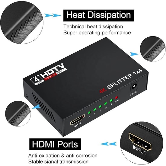 Sensei SP-HD SPLITTER/1-4 HDMI 1 Giriş 4 Çıkış 1080P V1.4 Splitter - Full HD Görüntü Dağıtıcı ve 3D Destekli