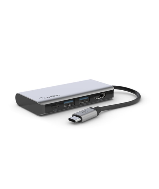 Belkin USB-C 4'ü 1 Arada Dock Station (AVC006BTSGY) - 4K HDMI, 2xUSB 3.2 Gen 1, 100W Şarj, 12cm Kablo, Alüminyum Kasa