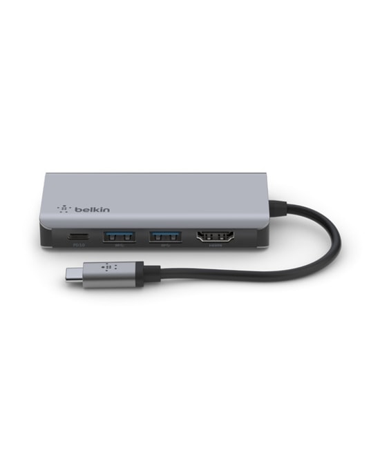 Belkin USB-C 4'ü 1 Arada Dock Station (AVC006BTSGY) - 4K HDMI, 2xUSB 3.2 Gen 1, 100W Şarj, 12cm Kablo, Alüminyum Kasa