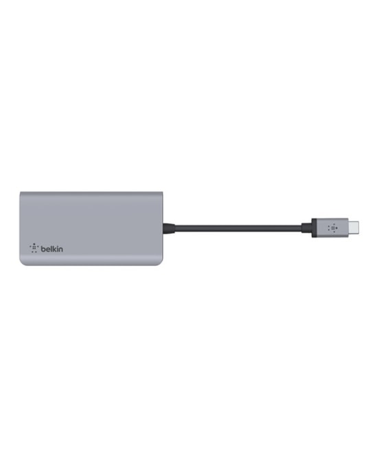 Belkin USB-C 4'ü 1 Arada Dock Station (AVC006BTSGY) - 4K HDMI, 2xUSB 3.2 Gen 1, 100W Şarj, 12cm Kablo, Alüminyum Kasa