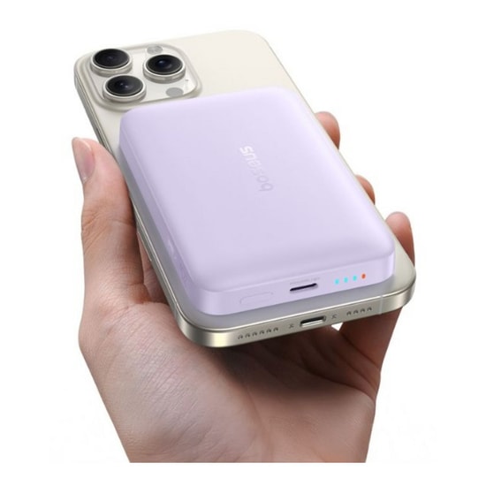 Baseus EnerFill FM11 Mini Mag Mor 10000mAh 22.5W Manyetik Powerbank (P1008210E513-00) - Kompakt Tasarım, Hızlı Şarj