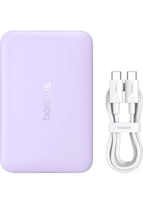 Baseus EnerFill FM11 Mini Mag Mor 10000mAh 22.5W Manyetik Powerbank (P1008210E513-00) - Kompakt Tasarım, Hızlı Şarj