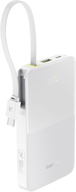Baseus Enerfill FC51 Beyaz 10000mAh 22.5W Powerbank (E0027601) - Dahili USB-C Kablolu, Hızlı Şarj, Dijital Gösterge