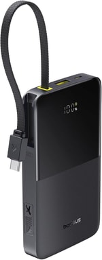 Baseus Enerfill FC51 Siyah 10000mAh 22.5W Powerbank (E0027600) - Dahili USB-C Kablolu, Hızlı Şarj, Dijital Gösterge