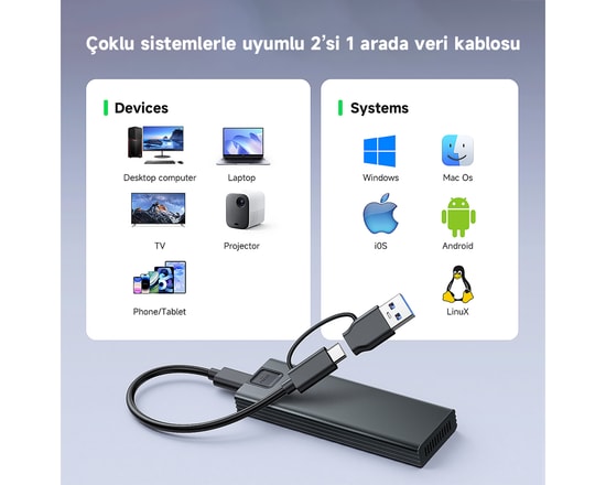 Frisby FHC-M2315 Type-C USB 3.2 M.2 NVMe PCIe SSD Alüminyum Disk Kutusu - 10Gbps, 4TB Destekli, Tak ve Çalıştır