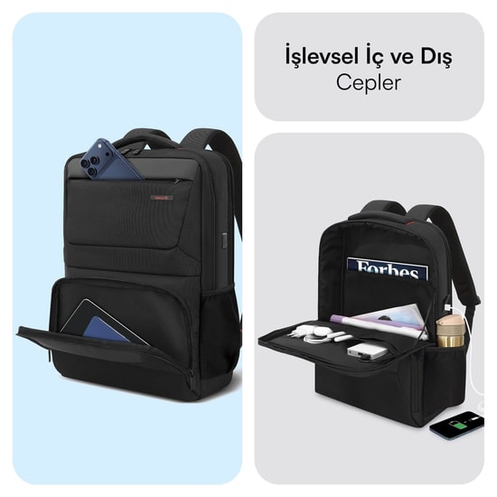 Mack Business X MCC-807 18" Siyah Laptop Sırt Çantası - USB Şarj Portlu, Su Geçirmez, Korumalı, İş ve Seyahat Çantası