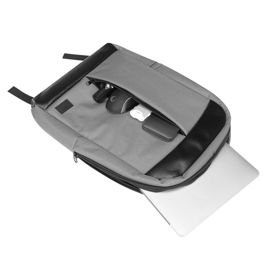 Addison 300448 15.6" Notebook Sırt Çantası - Gri/Siyah, Tekstil, Geniş İç Hacim, Taşıma Askılı, Fermuarlı, Unisex