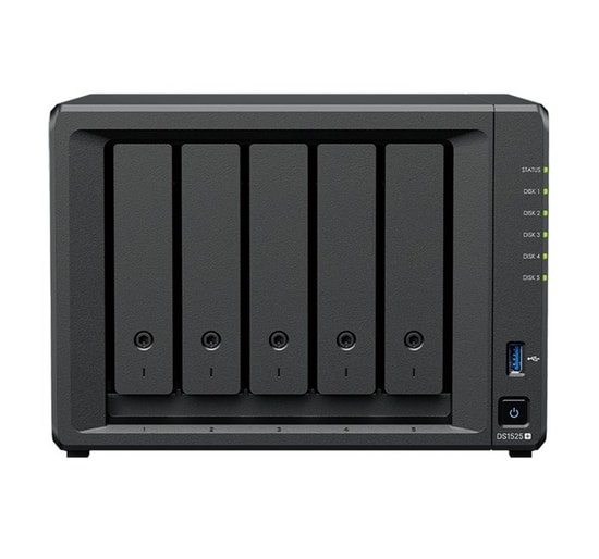 Synology DS1525PLUS 8GB NAS - 5x3.5/2.5" HDD/SSD Yuva, 2xM.2, Ryzen V1500B, 2.5GbE, USB 3.2, 8GB DDR4 ECC Bellek