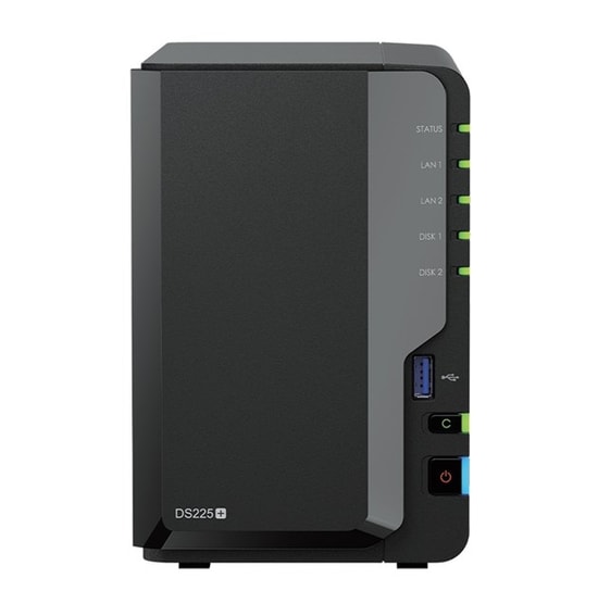 Synology DS225Plus NAS Server - 2x3.5"/2,5" Yuva, Intel Celeron J4125, 2 GB DDR4, 2.5 GbE LAN, USB 3.2 Gen 1