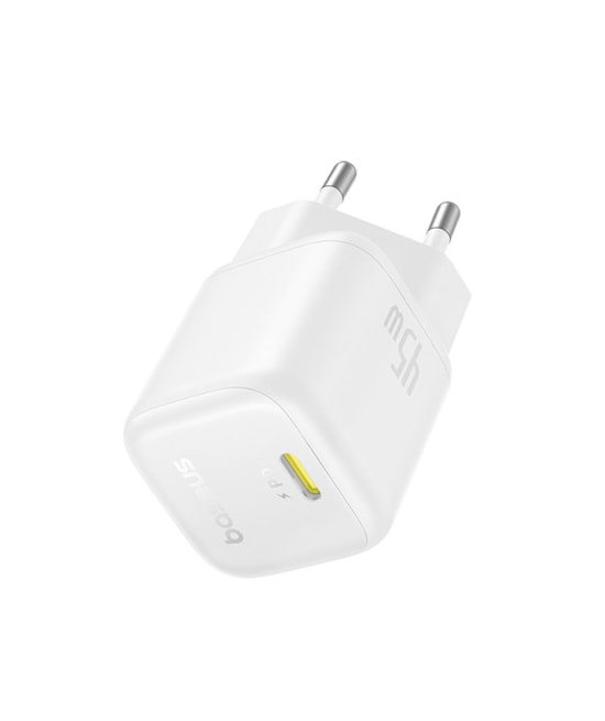 Baseus PicoGo 45W GaN QC 3.0 Type-C Hızlı Şarj Adaptörü - Beyaz (P10176800213-00) - Kompakt Tasarım, Akım Korumalı