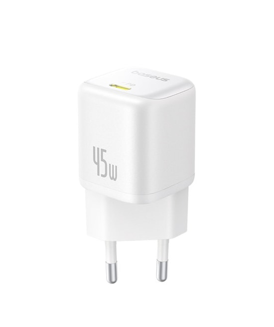 Baseus PicoGo 45W GaN QC 3.0 Type-C Hızlı Şarj Adaptörü - Beyaz (P10176800213-00) - Kompakt Tasarım, Akım Korumalı