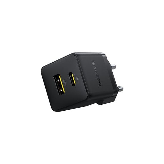 Baseus Palm 30W Dual Siyah Hızlı Şarj Aleti (P1011160A113-00) - USB C & USB A Çift Çıkış, PD Hızlı Şarj, Kompakt Tasarım