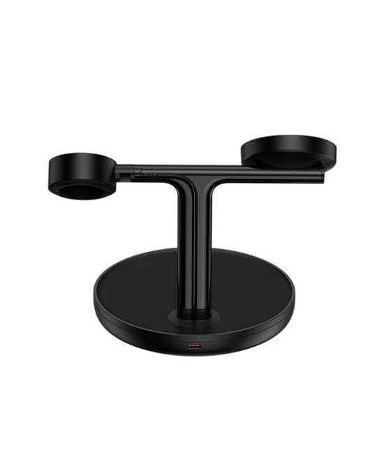 Baseus Swan 3in1 20W MagSafe Kablosuz Hızlı Şarj Standı (Siyah) WXTE000101 - 15W Kablosuz, USB C Kablolu, Akım Korumalı