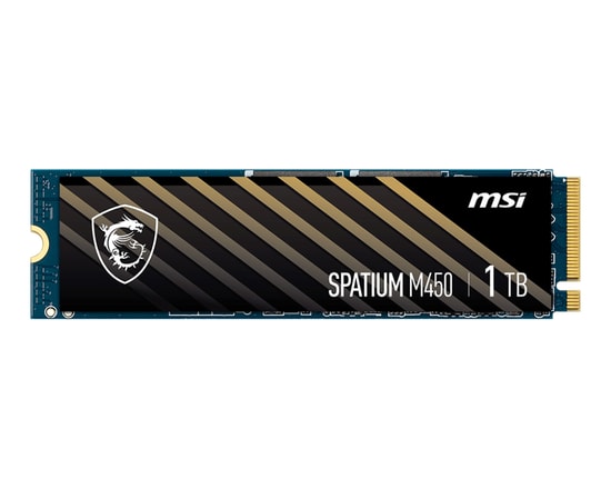 MSI Spatium M450 V1 1TB PCIe 4.0 NVMe M.2 SSD - 3400/2400MB/s Okuma/Yazma, Phison E19T, Dahili HMB, E2E Veri Koruması