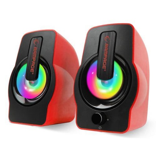 Rampage RMS-G7 Falsetto Kırmızı 6W 2.0 USB Hoparlör - RGB Işıklı, Stereo Ses, Kompakt Tasarım, PC/Laptop Uyumlu