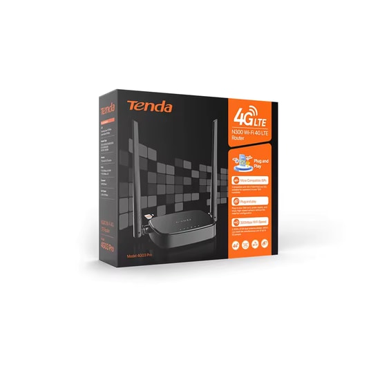 Tenda 4G03 PRO 4G LTE Router - 300 Mbps, N300 WiFi, Sim Kartlı, Dahili Antenli, Ethernet, 2xPort, 2xAnten