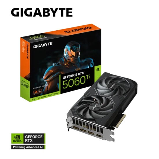 GIGABYTE RTX 5060 Ti Windforce OC 8GB GDDR7 Ekran Kartı (GV-N506TWF2OC-8GD) - 128 Bit, Ray Tracing, DLSS