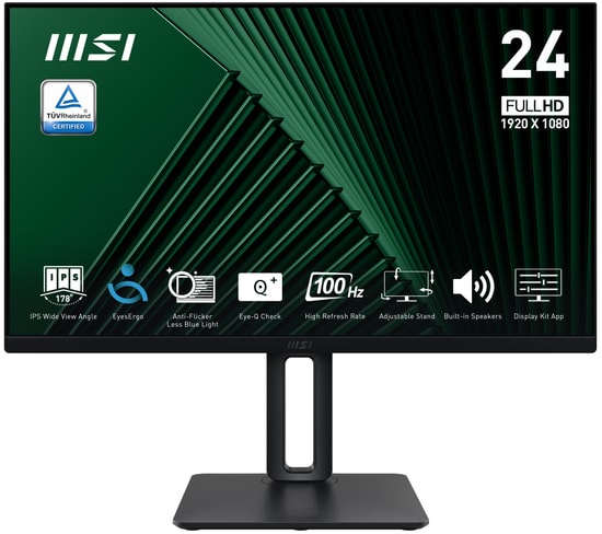 MSI PRO MP245PG 23.8" FHD 100Hz 1ms IPS Monitör - 300nit, Adaptive Sync, HDMI 1.4b, DP 1.2, 4W Hoparlör, İnce Çerçeve