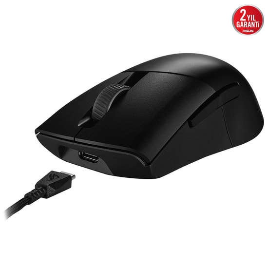 ASUS ROG Keris Wireless AimPoint Siyah Oyuncu Mouse - 36000 DPI, 5 Tuş, BT/2.4GHz, Değiştirilebilir Switch, USB-C Şarjlı