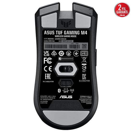 ASUS TUF Gaming M4 Wireless Oyuncu Mouse - 12.000 DPI Optik Sensör, Çift Kablosuz (BT/RF), 6 Tuş, PBT Kaplama