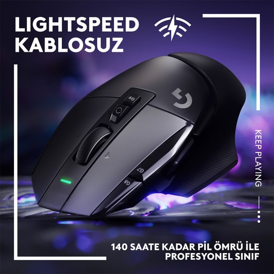 Logitech G502 X Lightspeed Kablosuz Oyuncu Mouse - HERO 25K Sensör, Siyah (910-006181), 25600 DPI, 10 Tuşlu, Şarjlı