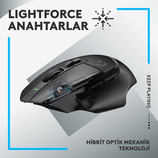 Logitech G502 X Lightspeed Kablosuz Oyuncu Mouse - HERO 25K Sensör, Siyah (910-006181), 25600 DPI, 10 Tuşlu, Şarjlı