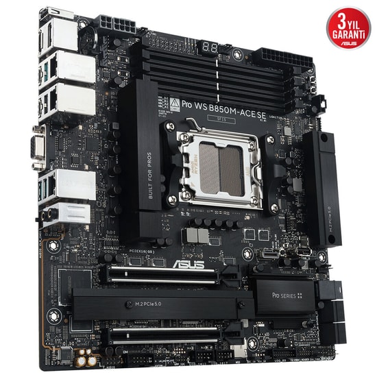 ASUS PRO WS B850M-ACE SE Anakart (90MB1MN0-M0EAY0) - AMD B850, AM5, DDR5 8200MHz, Çift M.2, USB4, 10G+2.5G LAN, mATX