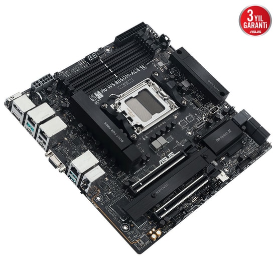 ASUS PRO WS B850M-ACE SE Anakart (90MB1MN0-M0EAY0) - AMD B850, AM5, DDR5 8200MHz, Çift M.2, USB4, 10G+2.5G LAN, mATX