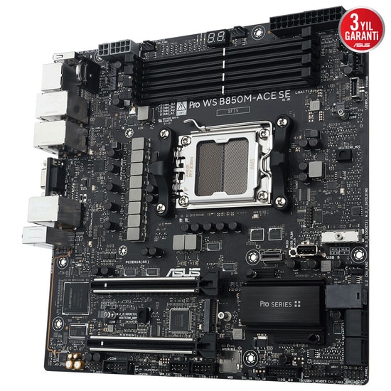 ASUS PRO WS B850M-ACE SE Anakart (90MB1MN0-M0EAY0) - AMD B850, AM5, DDR5 8200MHz, Çift M.2, USB4, 10G+2.5G LAN, mATX
