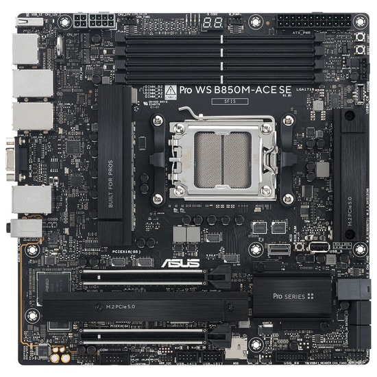 ASUS PRO WS B850M-ACE SE Anakart (90MB1MN0-M0EAY0) - AMD B850, AM5, DDR5 8200MHz, Çift M.2, USB4, 10G+2.5G LAN, mATX