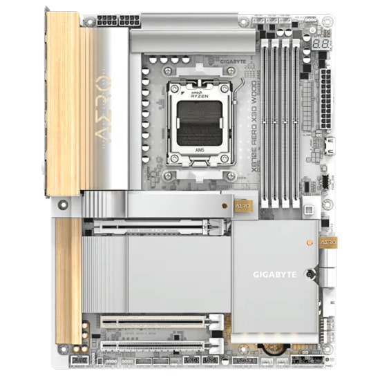 Gigabyte X870E AERO X WOOD AM5 DDR5 9000MHz Anakart - WiFi 7, Ahşap Detaylı, Realtek 7.1 Ses, USB4 Type-C, 5G LAN, ATX