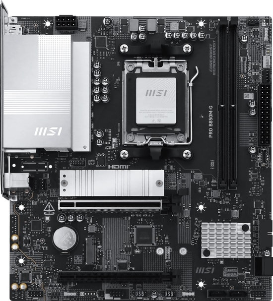MSI PRO B850M-G AM5 Anakart - DDR5 8200MHz(OC), 2xM.2, USB 3.2 Gen 2, HDMI 2.1, DP 1.4, 2.5G LAN, Wi-Fi 6E MicroATX