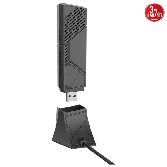 Asus Rog USB-BE92 Nano WiFi 7 BE6500 Tri-Band USB Adaptör (90IG09I0-MO0B00) - MU-MIMO, Asus AiMesh