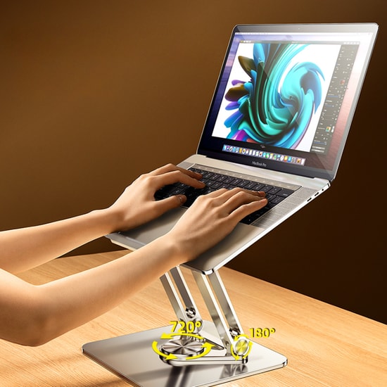 Rtako RS-CP75D Siyah 360 Döner Tablet/Laptop Standı (NT-112815) - Ayarlanabilir, Alüminyum, Ergonomik ve Dayanıklı