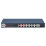 Hikvision DS-3E1326P-EI Switch - 24 Port PoE, 2x SFP Uplink, Yönetilebilir, Rackmount, 370W PoE Bütçe, 300 Metre Menzil