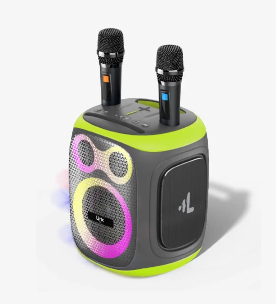 Linktech LPS-M421 Premium 120W Bluetooth Hoparlör - Çift Mikrofon, 7 Renk Dinamik RGB, Extra Bass, USB, Type-C, SD Kart