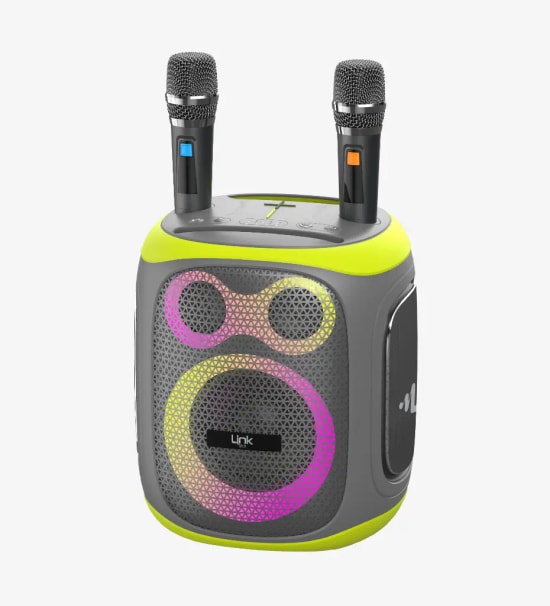 Linktech LPS-M421 Premium 120W Bluetooth Hoparlör - Çift Mikrofon, 7 Renk Dinamik RGB, Extra Bass, USB, Type-C, SD Kart