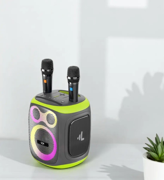 Linktech LPS-M421 Premium 120W Bluetooth Hoparlör - Çift Mikrofon, 7 Renk Dinamik RGB, Extra Bass, USB, Type-C, SD Kart