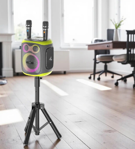 Linktech LPS-M421 Premium 120W Bluetooth Hoparlör - Çift Mikrofon, 7 Renk Dinamik RGB, Extra Bass, USB, Type-C, SD Kart