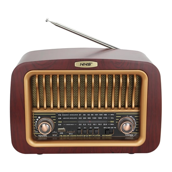 Nettech NNS NS-6656BT Kahverengi Nostalji Radyo ve Bluetooth Hoparlör - Kablosuz Speaker (NT-115911), FM Radyo, USB