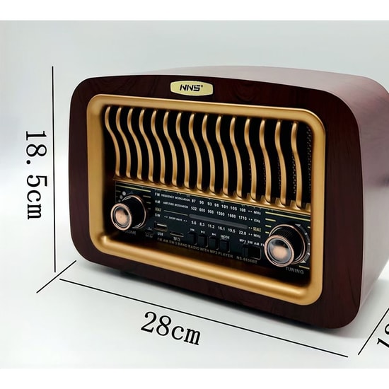 Nettech NNS NS-6656BT Kahverengi Nostalji Radyo ve Bluetooth Hoparlör - Kablosuz Speaker (NT-115911), FM Radyo, USB