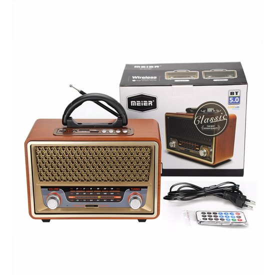 Meier M-157BT Nostalji Radyo Kablosuz Hoparlör (Kahverengi) NT-115915 Bluetooth, FM Radyo, Type-C Şarjlı