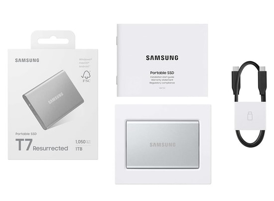 Samsung T7R 1TB USB 3.2 Taşınabilir SSD (MU-PD1T0G/WW) - 1050MB/s, Darbeye Dayanıklı, Metalik Gri, Samsung TR Garantili