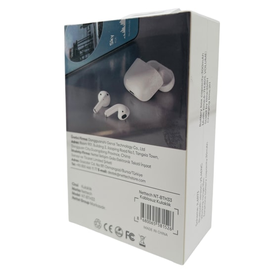 Nettech NT-BTH34 Beyaz Bluetooth Kulaklık (NT-114009) - ENC Gürültü Önleme, Kulakiçi, Mikrofonlu, Kablosuz, Ergonomik