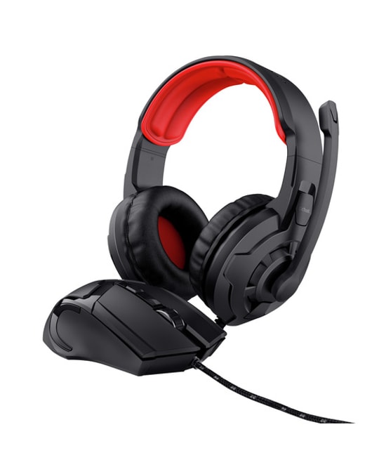 Trust Gaming X 24761 Siyah Oyuncu Set (Kulaklık + Mouse) - 40mm Sürücü, Ayarlanabilir Kafa Bandı, TRU24761