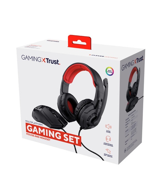 Trust Gaming X 24761 Siyah Oyuncu Set (Kulaklık + Mouse) - 40mm Sürücü, Ayarlanabilir Kafa Bandı, TRU24761